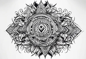 Traditional tribal tattoo with a little hawaiian tribal representing strength, survival, and family tattoo idea