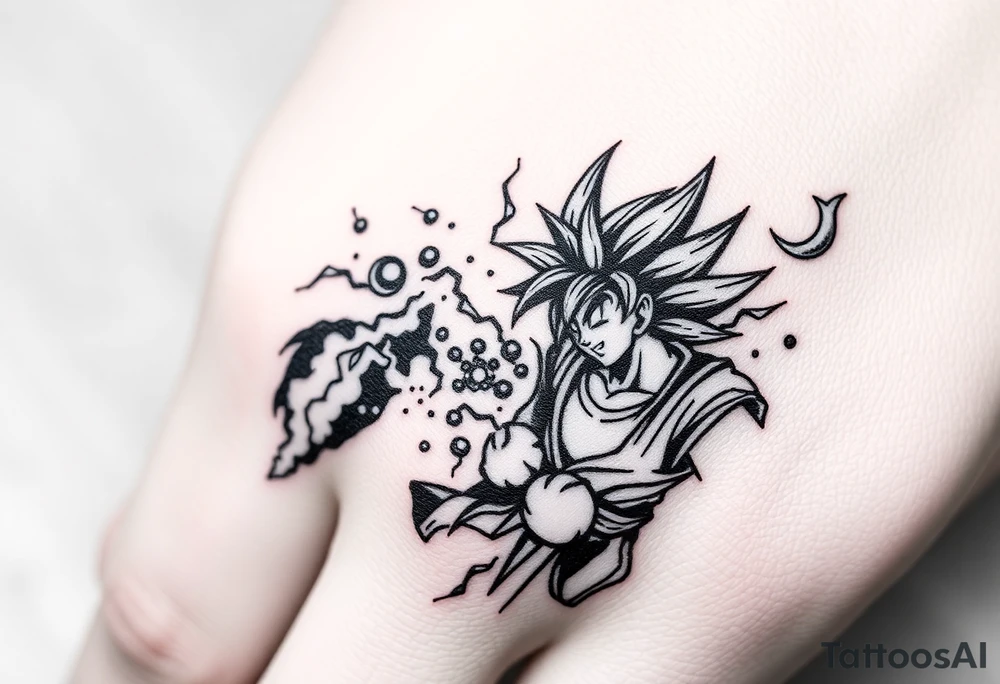 legendary dragonball z scene with energy aura and power effects tattoo idea