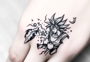 legendary dragonball z scene with energy aura and power effects tattoo idea