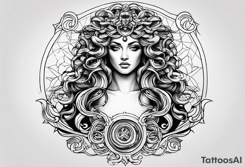 Gruselige und Düstere Medusa tattoo idea