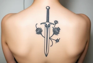 Scottish great sword with Scottish thistles spiraling around it tattoo idea