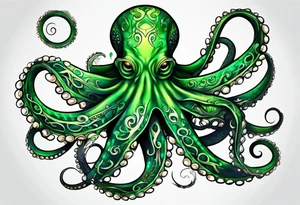 Electric octopus peaceful green tattoo idea