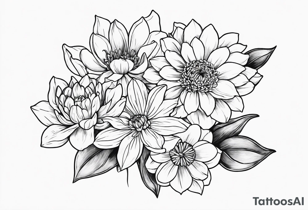 chrysanthemum and daffodil tattoo idea