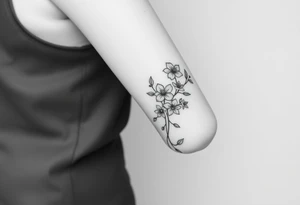 starting from a band mid forearm, narcissus flowers and holly flowers going up the arm tattoo idea