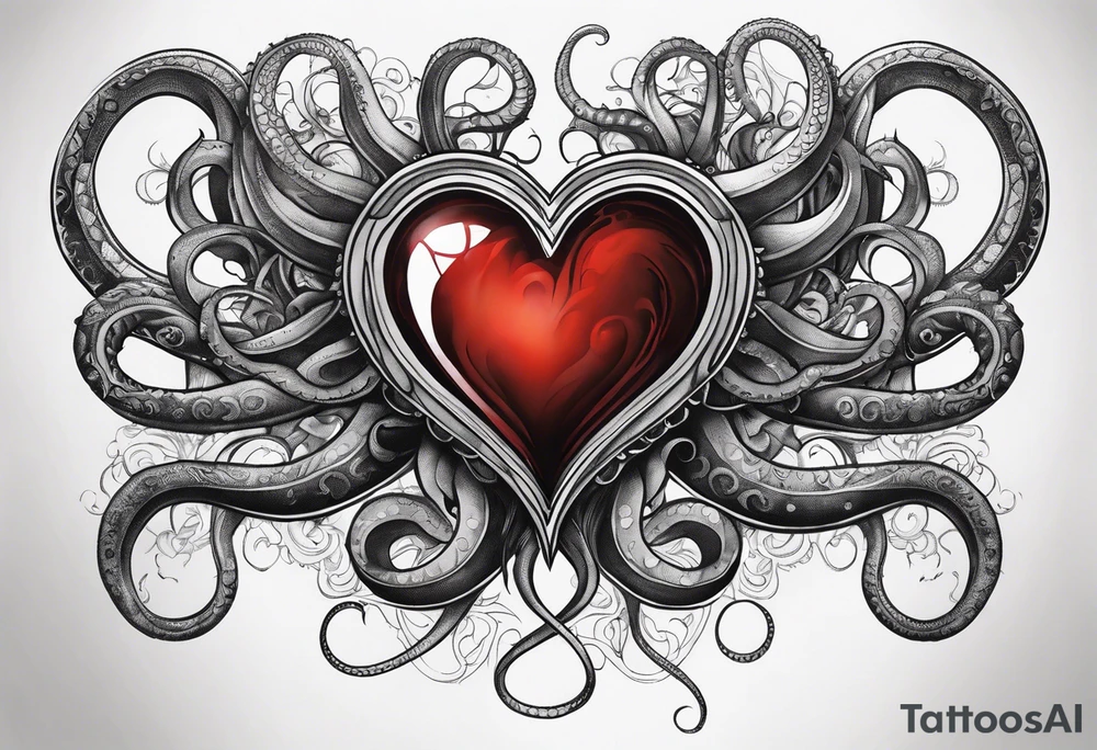 Heart with tentacles tattoo idea