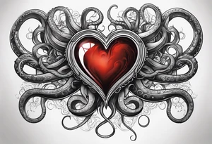Heart with tentacles tattoo idea