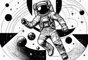 astronaut with music dancing in the moonlight tattoo idea
