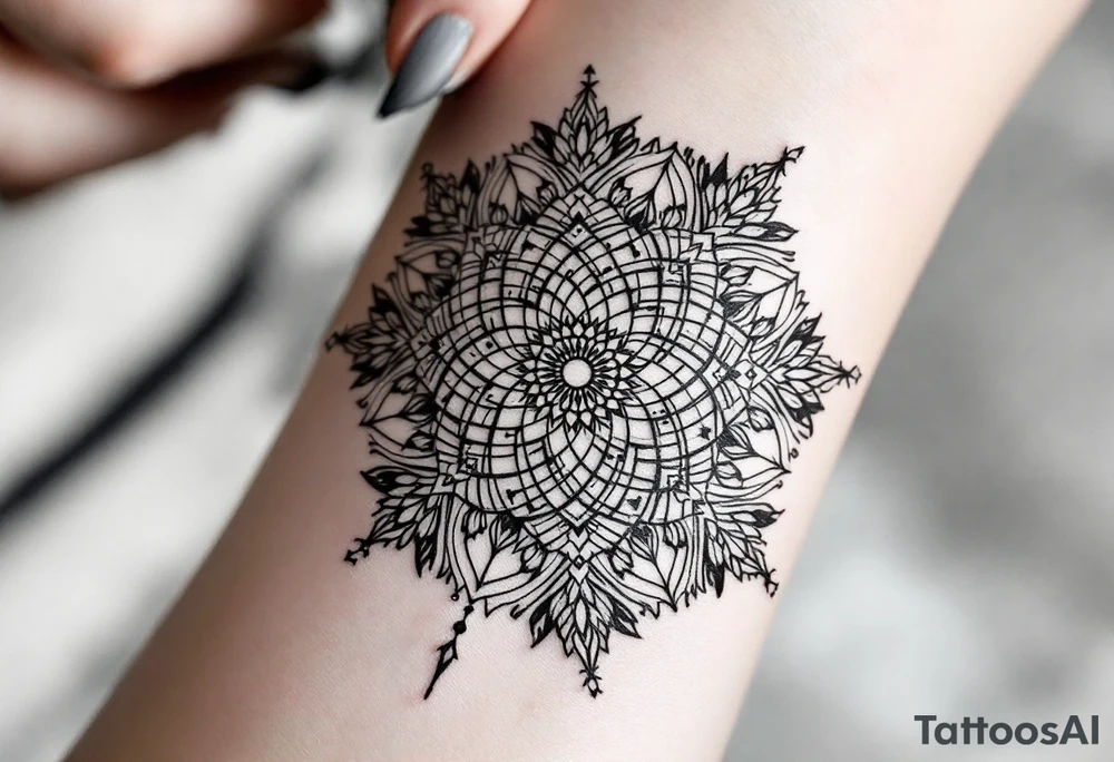 mandala with sacred flower of life in the middle tattoo idea