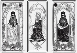 High priestess skeleton moon tarot card tattoo idea