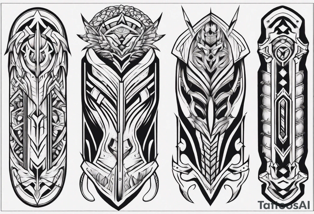 Leg armor symmetrical tattoo idea