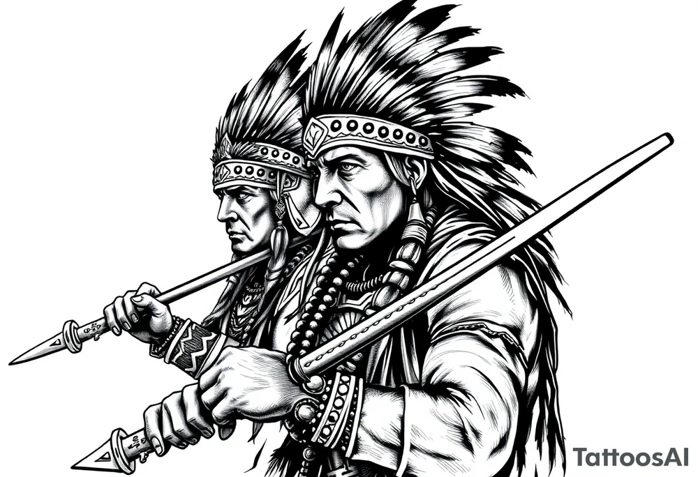 Native American warriors preparing for battle tattoo idea
