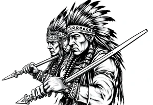 Native American warriors preparing for battle tattoo idea