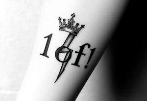 forearm I want it to say 1of1 with a crown above “of” with lightning shadow tattoo idea