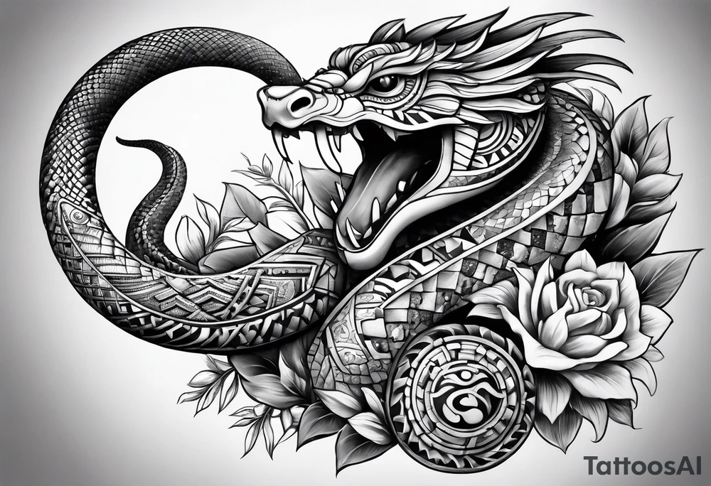 aztec snake sleeve tattoo idea