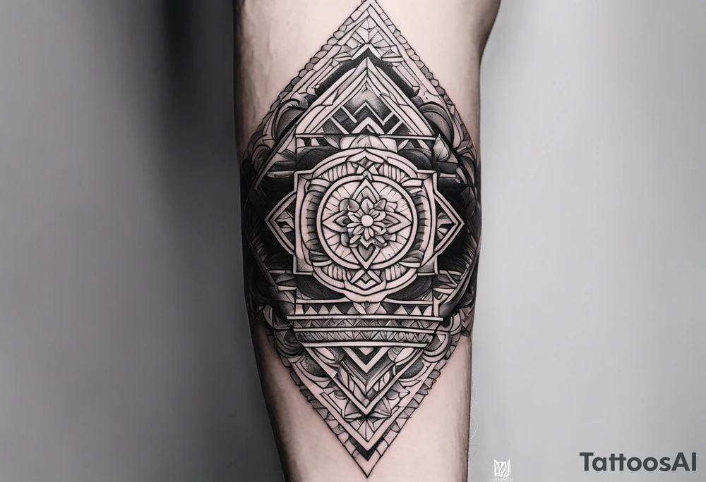 wristband tattoo with geometric design tattoo idea