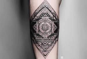 wristband tattoo with geometric design tattoo idea