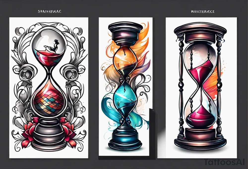 hourglass with little girl dancing tattoo idea