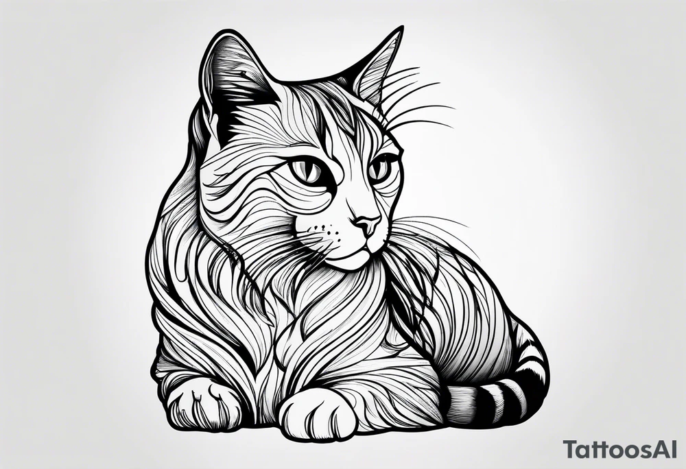 cat with logo "MRBG" tattoo idea
