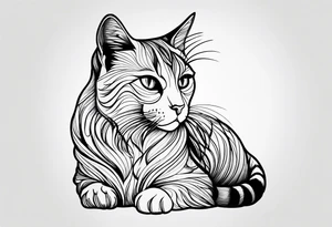 cat with logo "MRBG" tattoo idea