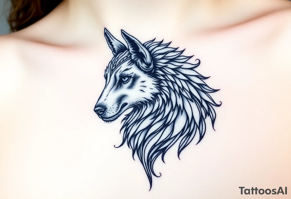 A sheep wolf mystical creature tattoo idea