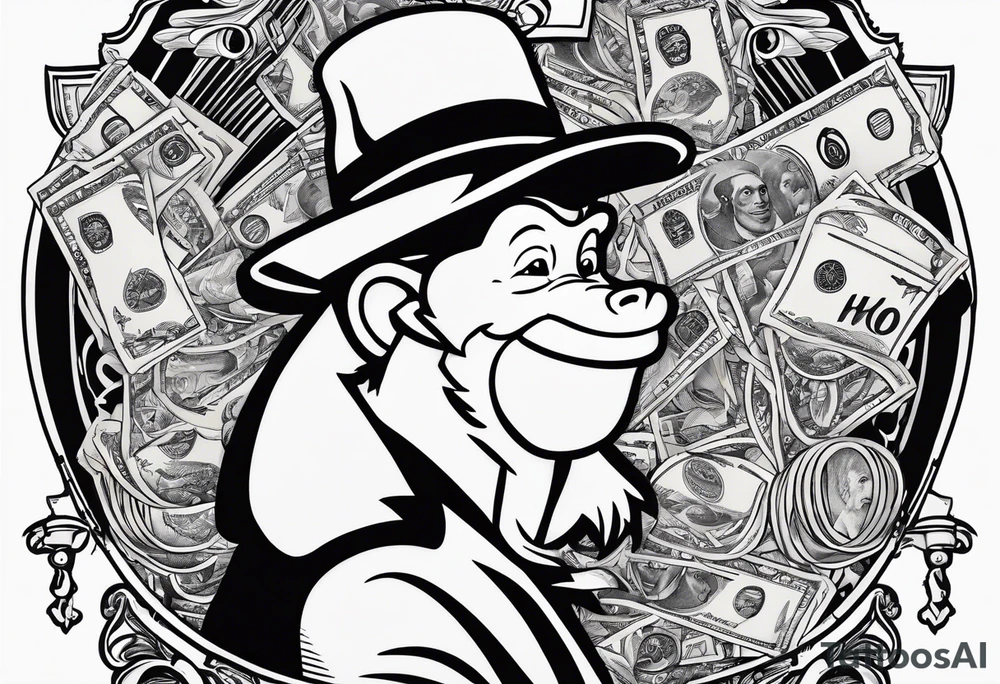 Curious George hustler money tattoo idea