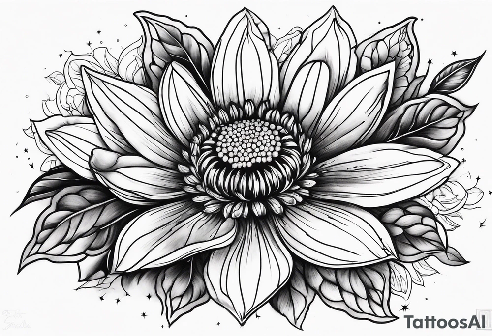 Galaxy with an Indian blanket flower tattoo idea