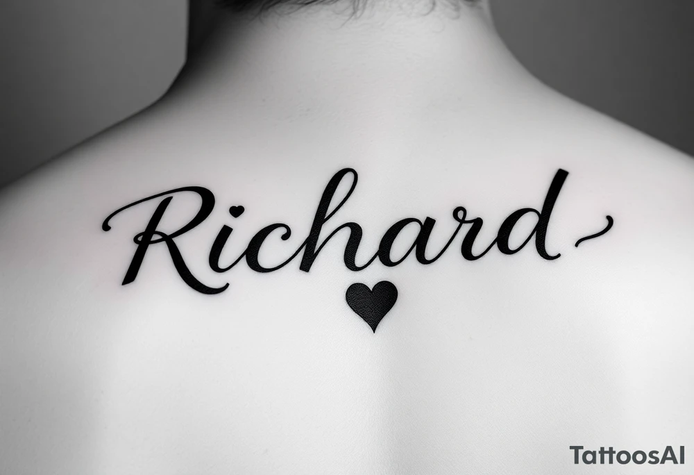 The name Richard in pretty handwriting with a heart for the dot on the i on my neck tattoo idea