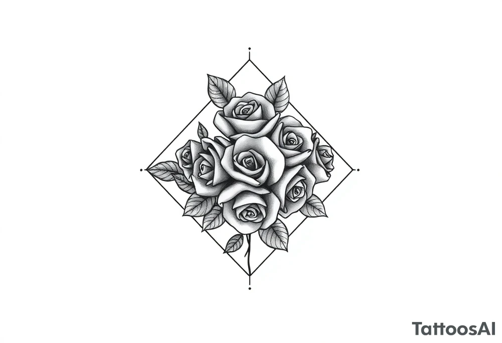 Small Roses filling up the inside of an lateral diamond shape tattoo idea