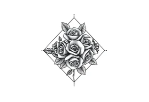 Small Roses filling up the inside of an lateral diamond shape tattoo idea