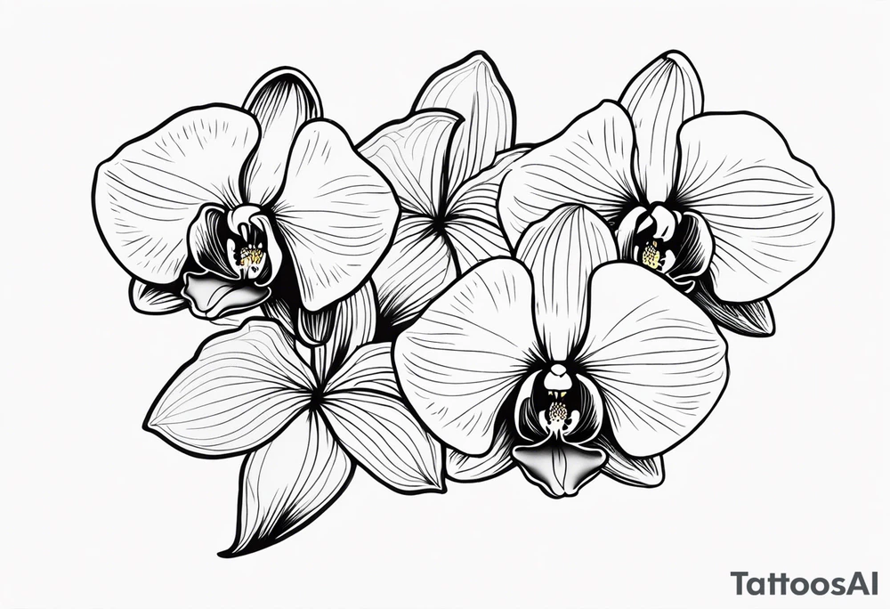 vertical minimal design with 
orchids tattoo idea