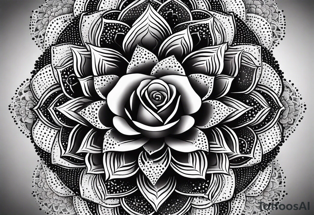 Geometric rose mandala tattoo idea
