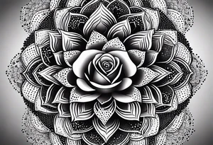 Geometric rose mandala tattoo idea