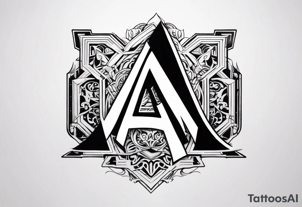 the letters A R in the middle of a ninja headband tattoo idea