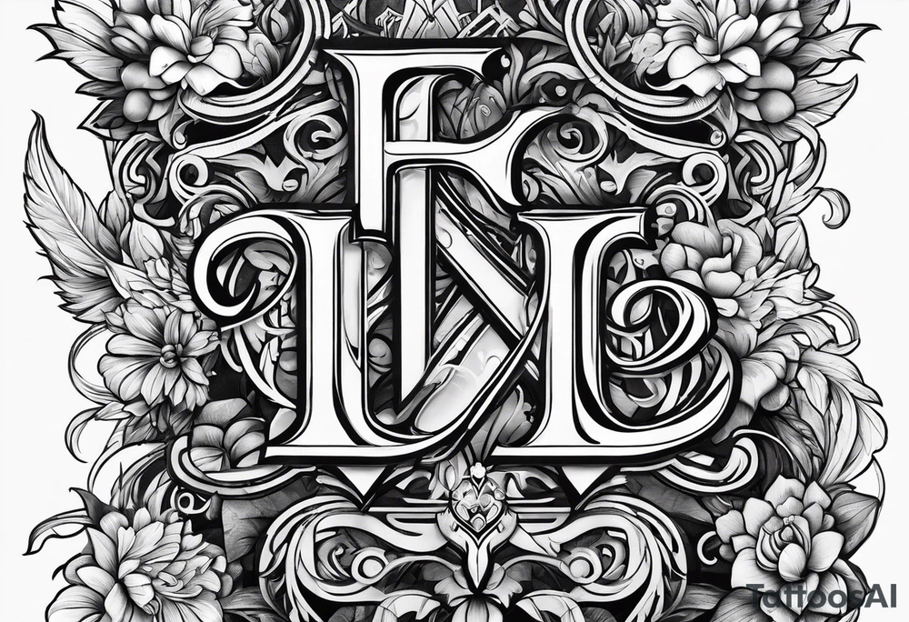 FF letters with tattoo idea