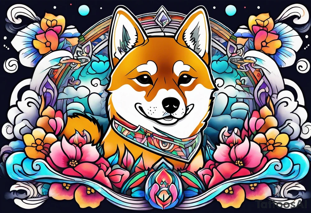 Trippy Cartoon shiba tattoo idea