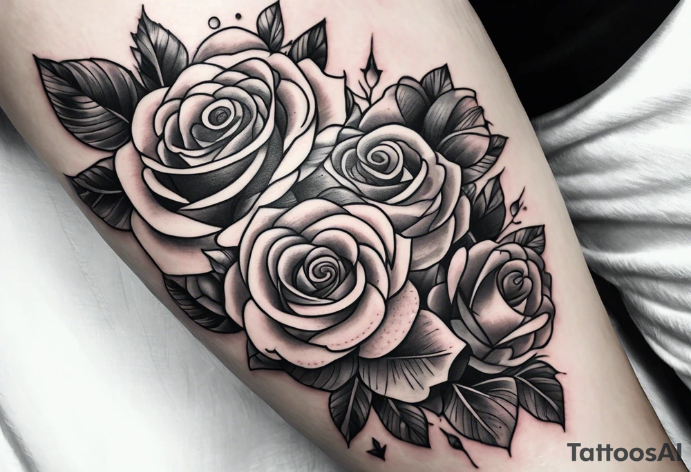 a tattoo that fill up the outside of the whole forearm with money,roses,cloud, tattoo idea