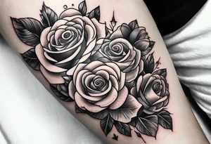 a tattoo that fill up the outside of the whole forearm with money,roses,cloud, tattoo idea