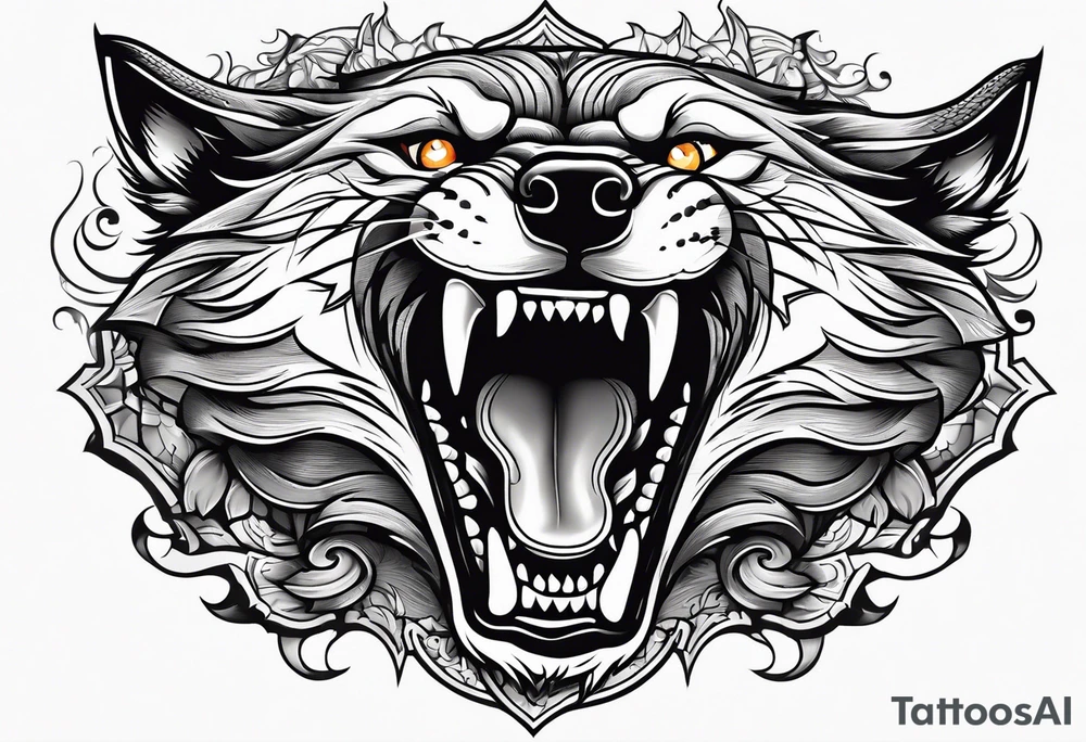 wolf growling tattoo idea
