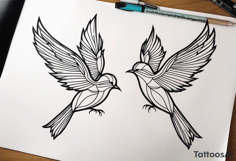 outline of two birds tattoo idea