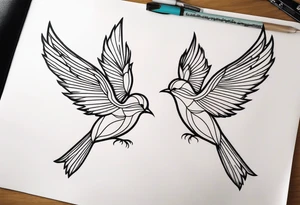 outline of two birds tattoo idea