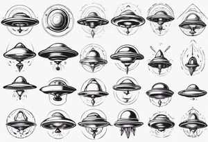 Sketch style flying saucer tattoo idea