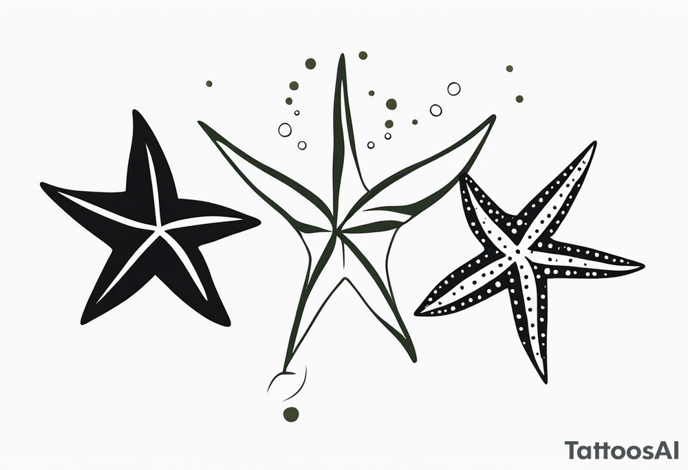 Two different star fish with olive branch behind tattoo idea Two different star fish with olive branch behind tattoo idea