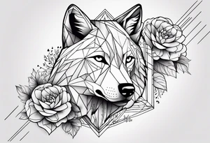 Mon tatouage serait avec des fleurs un loup des formes géométriques des ombres avec du dark tattoo idea