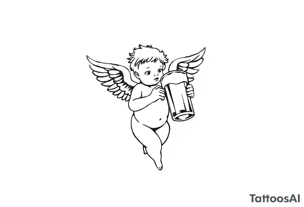 cherub with beer tattoo idea