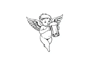 cherub with beer tattoo idea