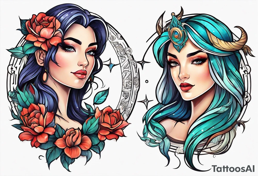 Zodiac sign couples tattoo idea
