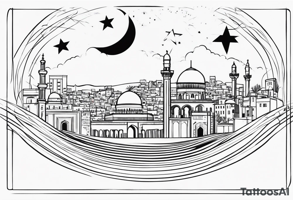 israel city vector gate 
swirl  vignette tattoo idea
