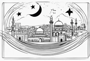 israel city vector gate 
swirl  vignette tattoo idea