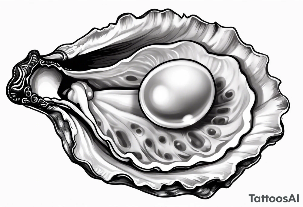 Open oyster with pearl inside tattoo idea