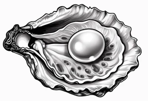 Open oyster with pearl inside tattoo idea